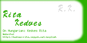 rita kedves business card